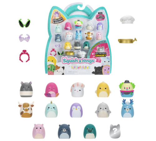 squishmallows sqal0028 Набор из 14 фигурок "squish-a-longs" (2,5 см.)