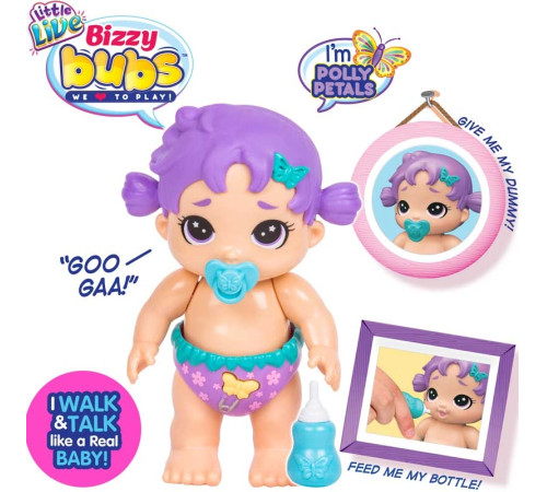 little live pets 28469 papusa interactiva bizzy bubs „polly petal”