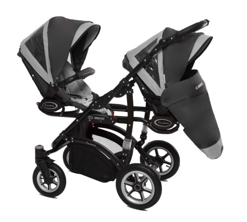 babyactive Коляска для двойни 2в1 twinni silver