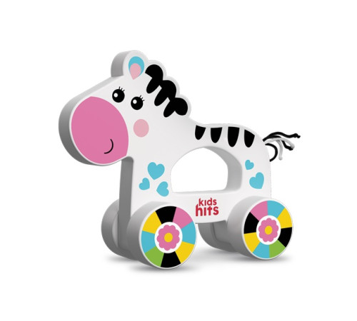 kids hits kh20/010 jucărie din lemn "zebra" seria "Împinge și trage"