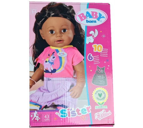 Zapf Creation 831663 Păpuşă "Baby Born Sister" brunetă (43 cm.)  zapf creation 831663 păpuşă "baby born sister" brunetă (43 cm.)