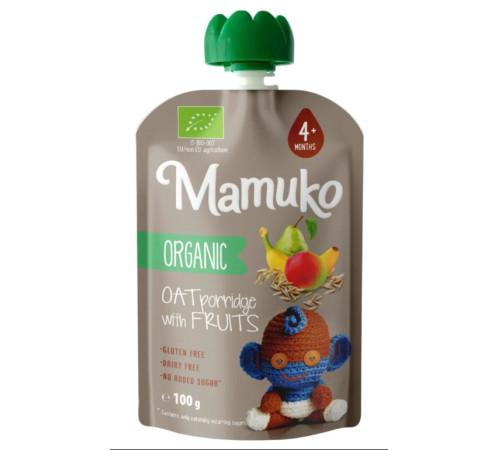  mamuko piure organic de ovaz si fructe (4 luni+) 100 g.