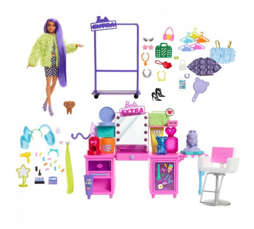 barbie gyj70 set de joc "masă de machiaj" seria "extra"