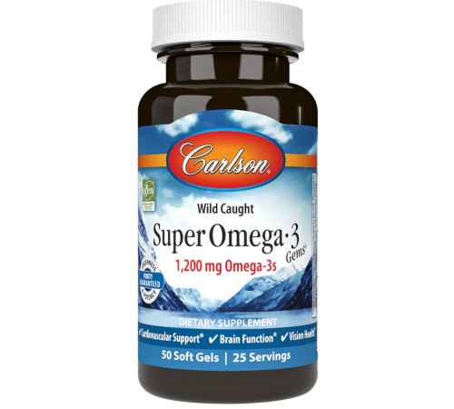 carlson Омега-3 для взрослых "super omega-3 gems, 1.200 mg" (50 капсул)