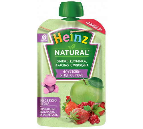 Детское питание в Молдове heinz Пюре Яблоко-клубника-красная смородина (6 м+) 90 гр. 