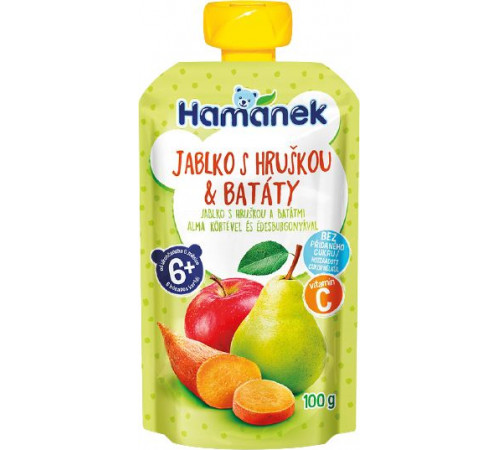 hame Пюре "hamanek" Яблоко-груша-батат (6 м+) 100 гр. 