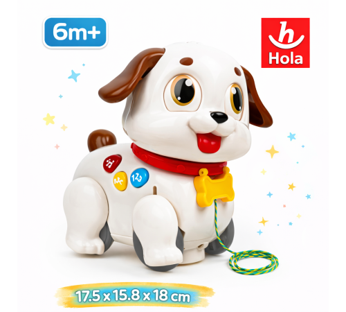 hola toys he9977 jucărie de tras "cățeluș" cu sunet și lumină