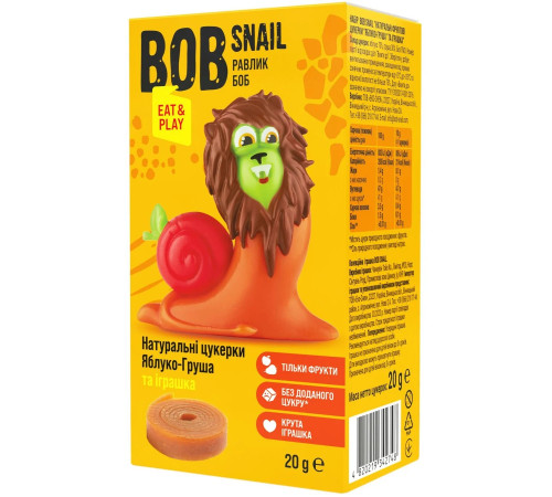bob snail Натуральные конфеты "Яблоко-Груша" с игрушкой (20 гр.)