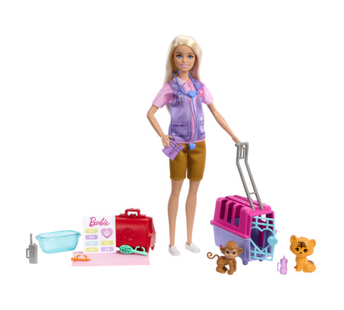 barbie hrg50 set de joc "barbie paznicul zoologic"