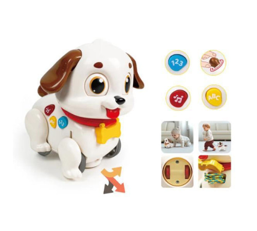 hola toys he9977 jucărie de tras "cățeluș" cu sunet și lumină