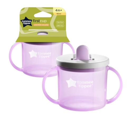 tommee tippee tt0049 cana cu manere "basics first cup" 190 ml.  (4 luni+) mov 