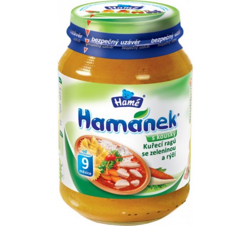 Hame пюре "Хаманек" кусочки куриного рагу с овощами и рисом 190г (210420000) hame пюре "Хаманек" кусочки куриного рагу с овощами и рисом 190г (210420000)