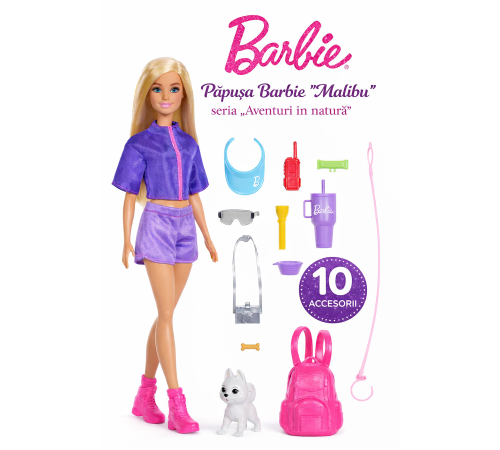  barbie jjv59 păpușa barbie "malibu" seria "aventuri &icirc;n natură"