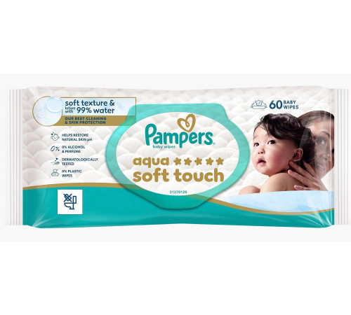  pampers Влажные салфетки aqua soft touch (60 шт.)