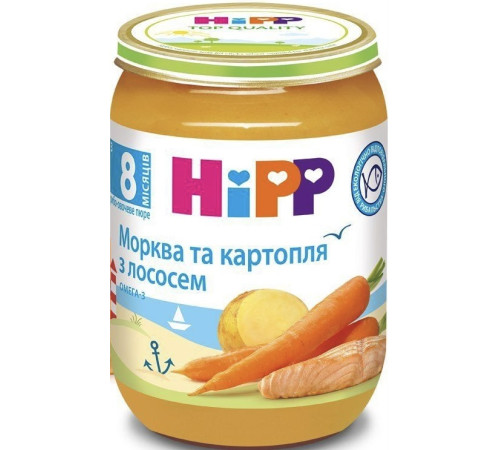 Детское питание в Молдове hipp 6105 Лосось в морковно-картофельном пюре (4м+)190 гр. 