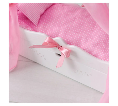 71219 Кроватка для кукол с балдахином и постельным бельём "diamond princes" белая