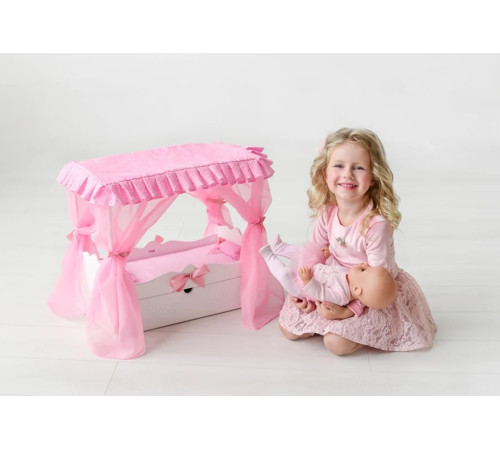 71219 Кроватка для кукол с балдахином и постельным бельём "diamond princes" белая