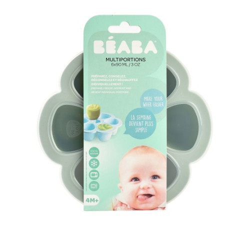 beaba 5695 Контейнер герметичный силиконовый (6x90 мл) sage green