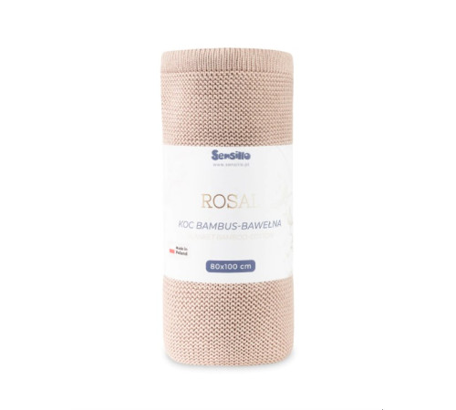 sensillo-43472 păturică tricotată din bambus și bumbac "rosal" (80х100 cm) dusty pink