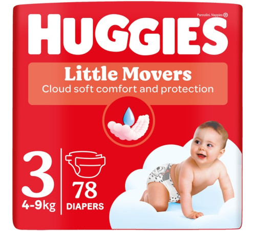  huggies little movers 3 (4-9 kg.) 78 buc.
