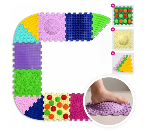 Детский&nbsp;магазин в Кишиневе в Молдове ortek 13096 Массажный коврик "Ортек Мульти Микс" 6 элементов + 6 секторов + "Узоры"