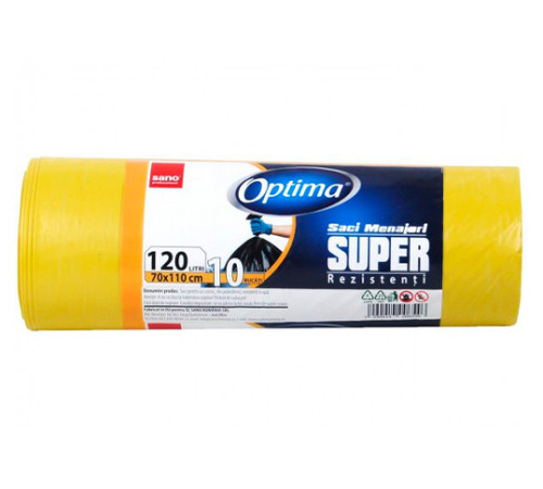 Sano Пакеты для мусора Optima жёлтые (120 л) 10 шт. 007079  sano Пакеты для мусора optima жёлтые (120 л) 10 шт. 007079