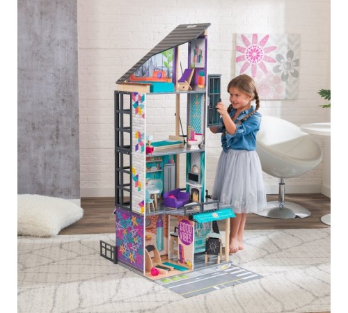 kidkraft 65989 casa pentru păpuși bianca city life dollhouse