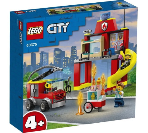 lego city 60375 constructor "sediul de pompieri și mașină de pompieri" (153 el.)