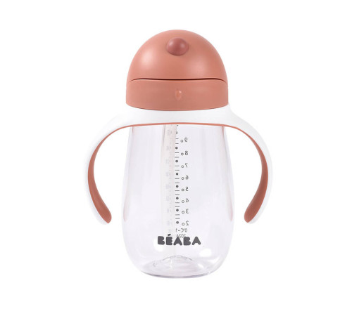 beaba cana anti-varsare cu pai 300 ml. (8 m.+) "terracotta" b913586