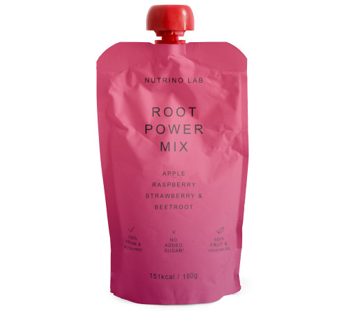  nutrino lab piure "root power mix" măr-zmeură-căpșuni-sfeclă roșie (180 gr.)