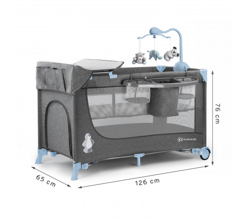 kinderkraft Кровать-манеж с аксессуарами joy синий
