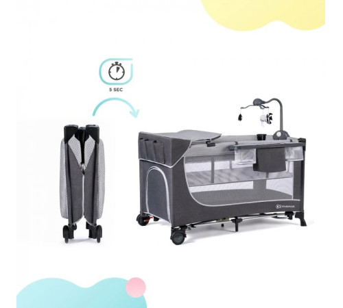 kinderkraft tarc-patut cu accesorii leody gri