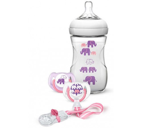  avent scd628/01 set cadou "natural" elefanti (0m+) roz