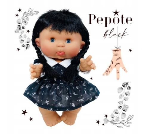 nines 455 papusa "pepote black" (26 cm.) in sort.