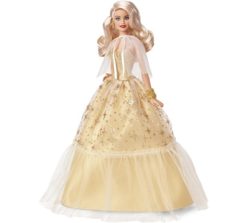 barbie hjx04 papusa "holiday collector" in rochie aurie de lux