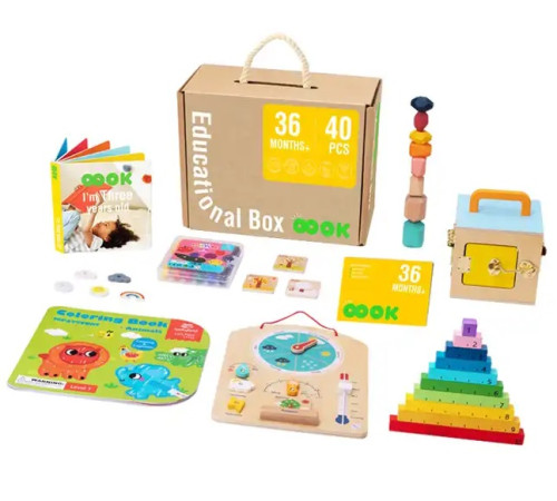 tooky toy tk755 set de jucării pentru dezvoltare timpurie "cutie educațională" (40 articole)