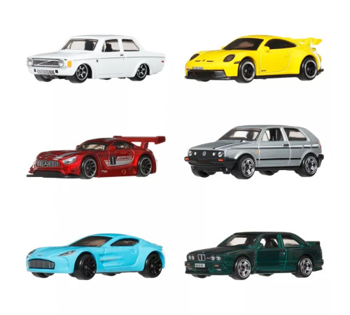 hot wheels jlb25 set de 6 mașini "drumurile europei"