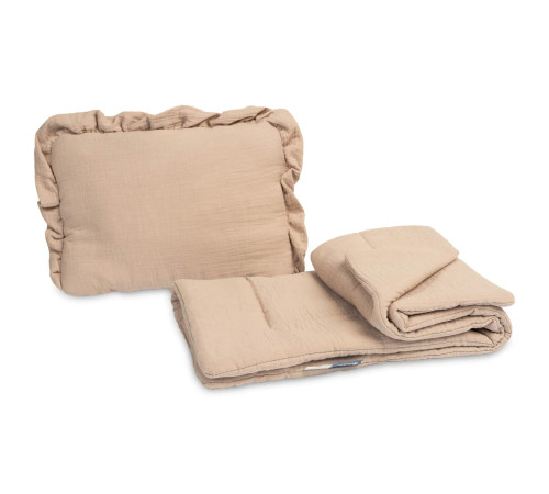  sensillo-45012 set de lenjerie din muslin pentru cărucior (2 el.) bej