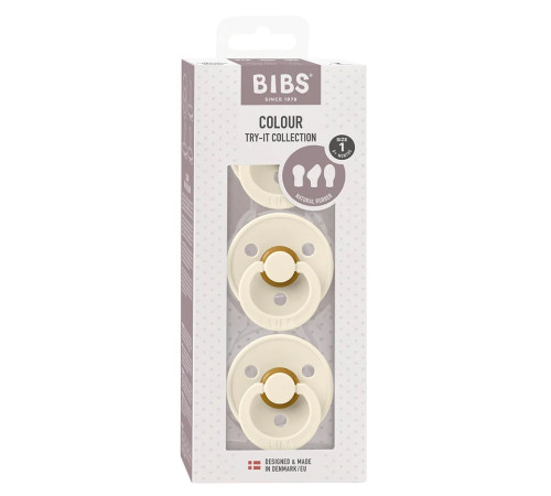 Bibs Набор латексных пустышек Try-It Pack Color 3 шт. (0-6 м.) Ivory bibs Набор латексных пустышек try-it pack color 3 шт. (0-6 м.) ivory