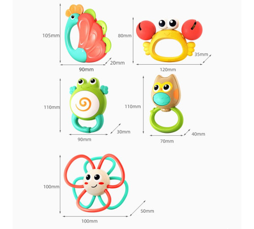hola toys 318b Набор погремушек в боксе "Животные" (5 шт.)