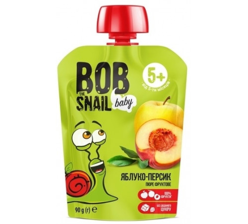  bob snail Пюре Яблоко-Персик (5 м+) 90 гр.