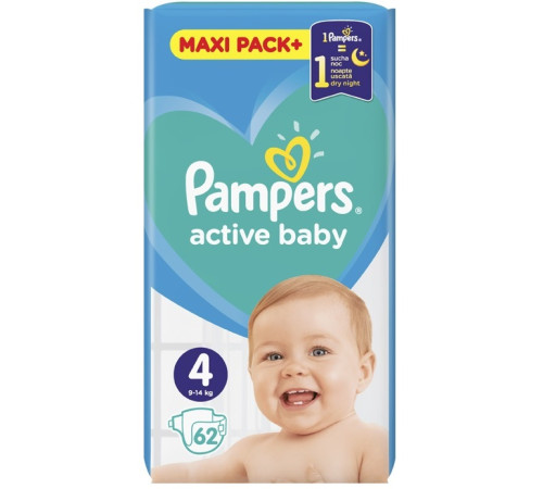  pampers active baby 4 (9-14 kg.) 62buc.