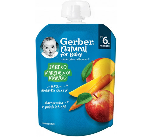 Детское питание в Молдове gerber Пюре "Яблоко-морковь-манго" (6 м+) 80 гр.