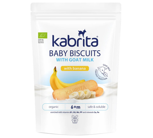  kabrita biscuiți pe bază de lapte de capră cu banană (6 luni+) 115 g.