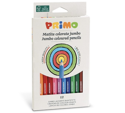 Primo Creioane Jumbo 12 culori/ 5,5 mm  primo creioane jumbo 12 culori/ 5,5 mm