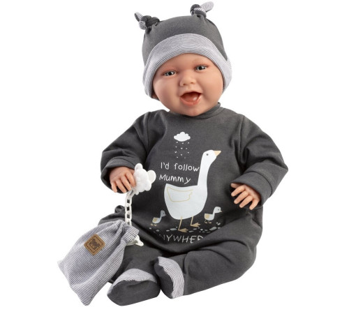 llorens 74107 păpușa interactivă "mimo sonrisas pijama gris" (42 cm)