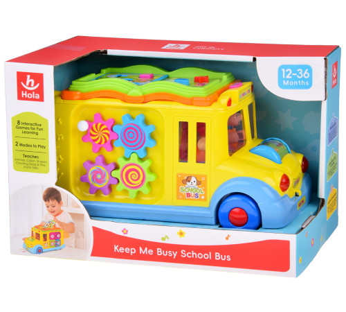 hola toys 796 Бизиборд "Школьный автобус" со звуком и светом