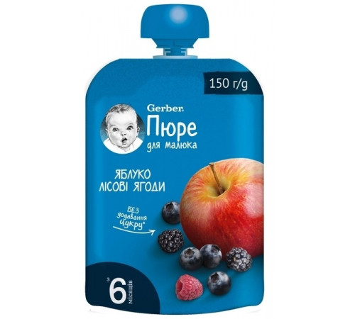 Детское питание в Молдове gerber Пюре "Яблоко-Лесные ягоды" (6 м+) 150 гр.