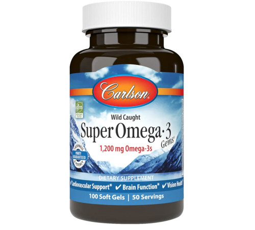 carlson Омега-3 для взрослых "super omega-3 gems, 1.200 mg" (100 капсул)