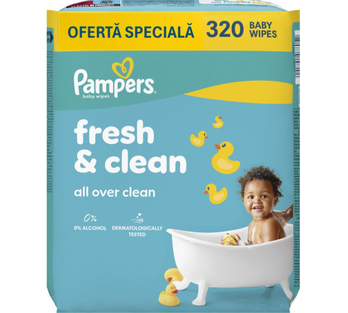 pampers servetele umede fresh clean (4х80) 320 buc.